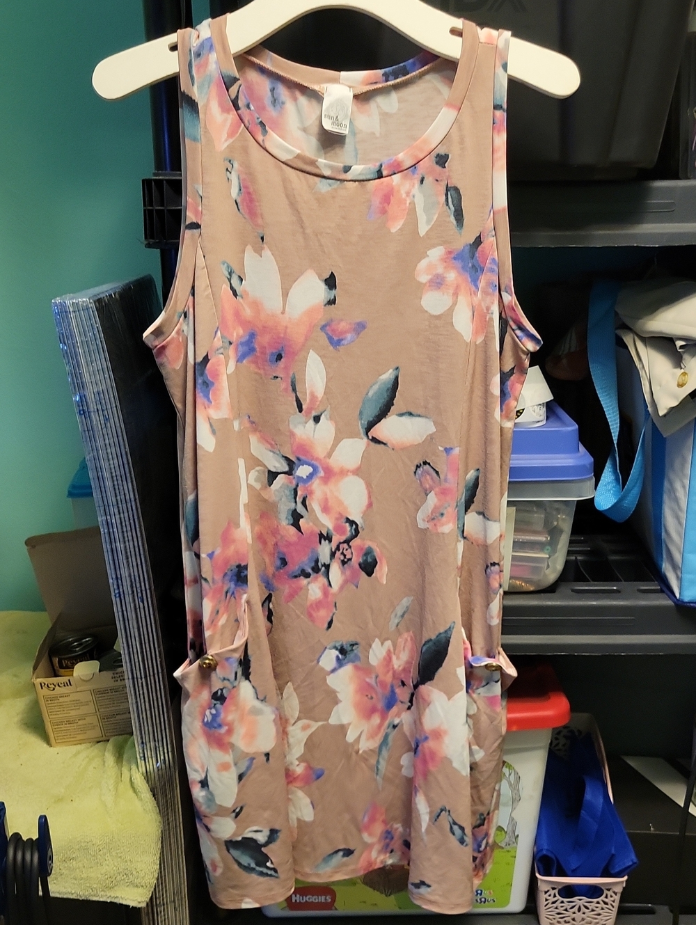 Sun n Moon Blush Pink Floral Midi Tank Dress
